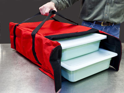 Sealed food containers in insulated bag