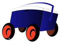 HSN's trade-marked graphic of blue cooler on red wheels